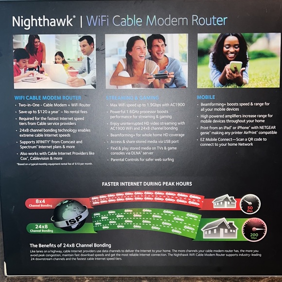 NetGear NightHawk AC1900 WiFi Cable Modem Router - Picture 5 of 12